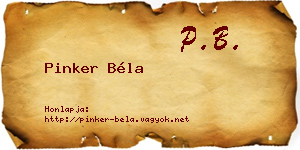 Pinker Béla névjegykártya